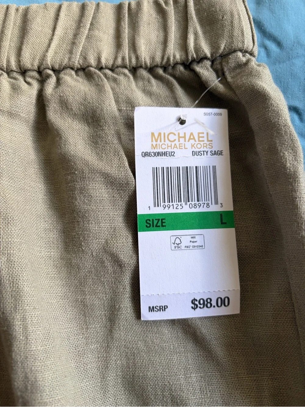 Michael Kors Beige Drawstring Linen-Blend Chinos